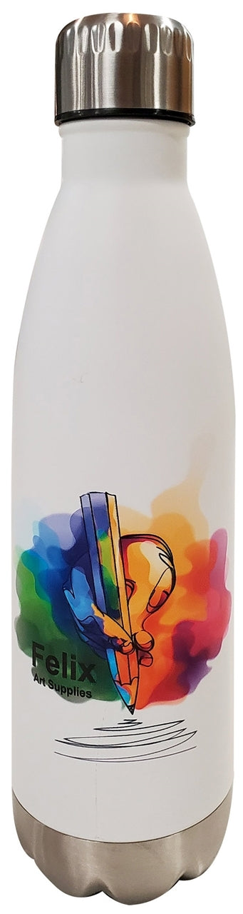 Calico 17oz matte white finish double wall stainless steel water bottle - Digital Print