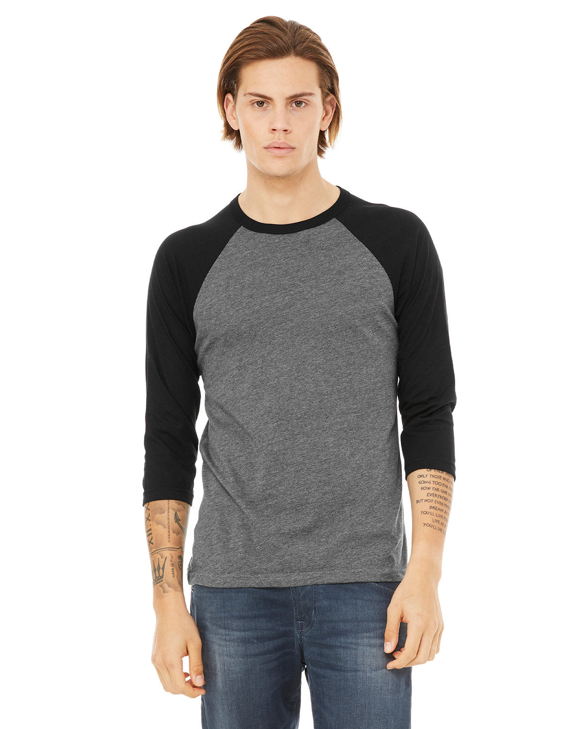 BELLA+CANVAS Unisex 3/4-Sleeve Baseball T-Shirt