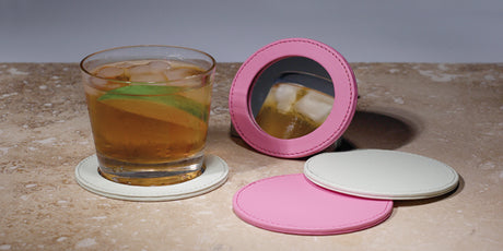 ** Mirror Coaster Pink Simuleather