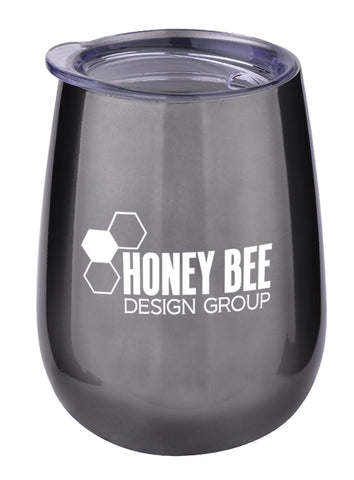 Nassau 10oz stainless steel tumbler with clear lid glossy grey