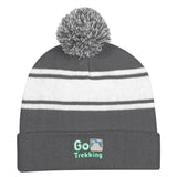 Two-tone Knit Pom Beanie With Cuff