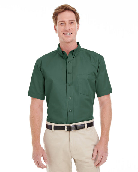 Harriton Men's Foundation 100% Cotton Short-Sleeve Twill Shirt with Teflon?