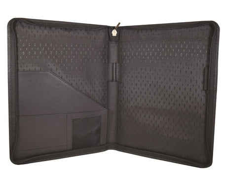 Textured Nappa Leather Zippered Portfolio black