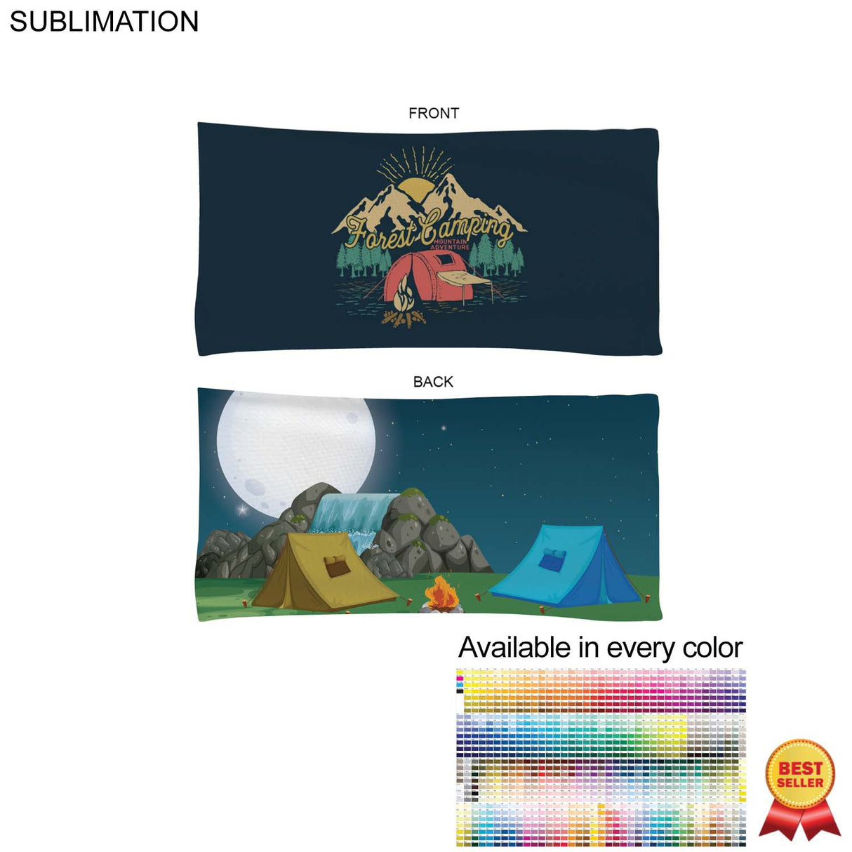 Camping Towel in Absorbent and Compact Microfiber Dri-Lite Terry, 22x44, Sublimated 2 sides