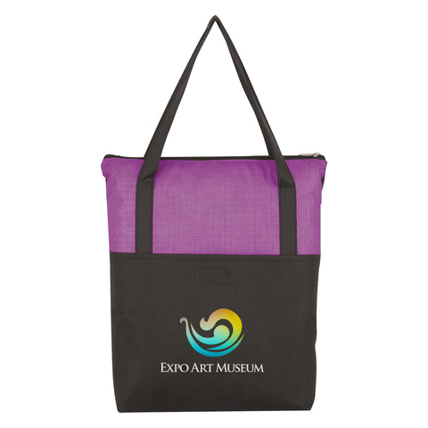 Crosshatch Non-woven Zippered Tote Bag
