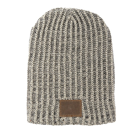 Haberdasher Knit Beanie with a Leather Patch
