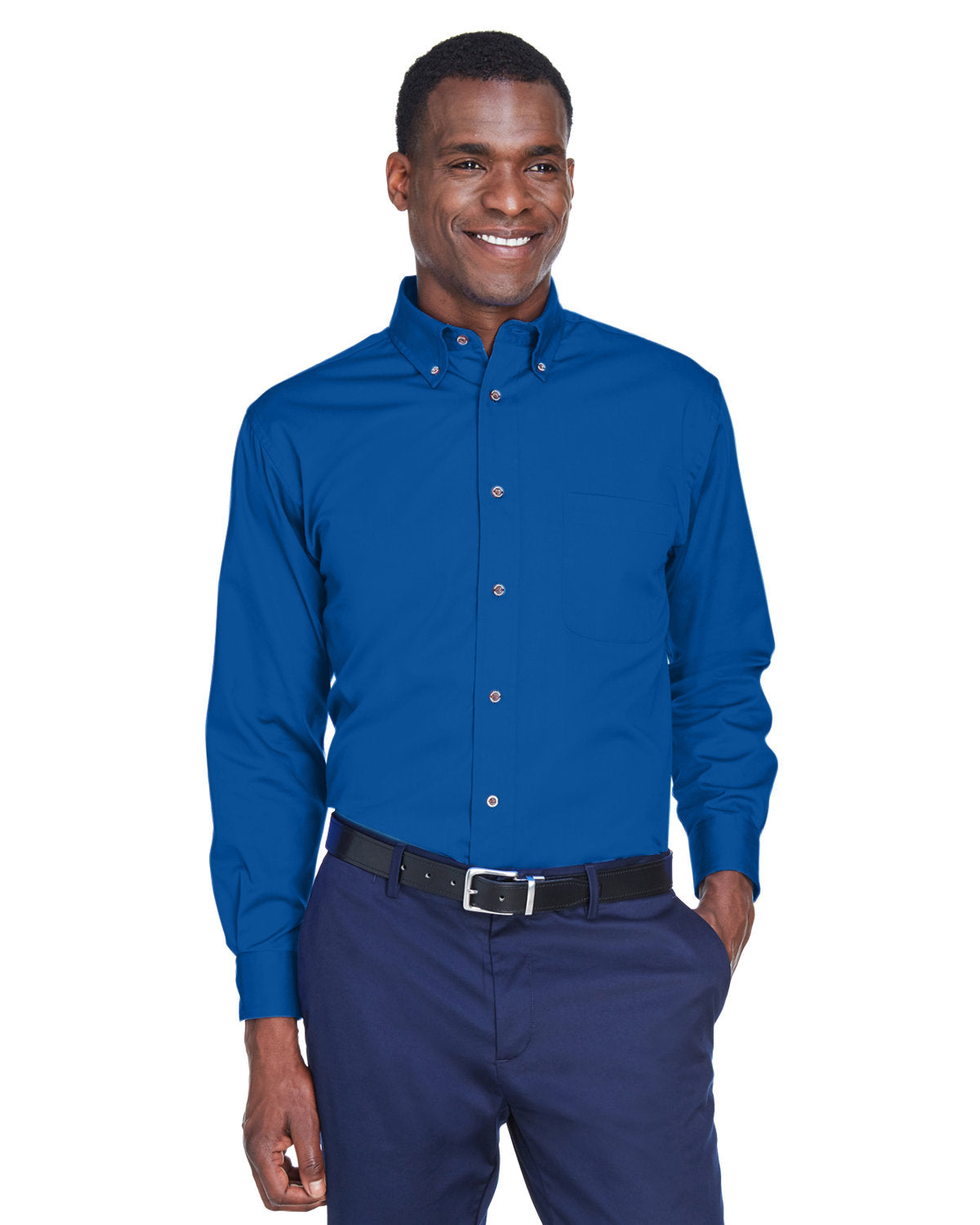 Harriton Men's Tall Easy Blend? Long-Sleeve Twill Shirt with Stain-Release