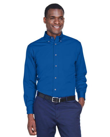 Harriton Men's Tall Easy Blend? Long-Sleeve Twill Shirt with Stain-Release