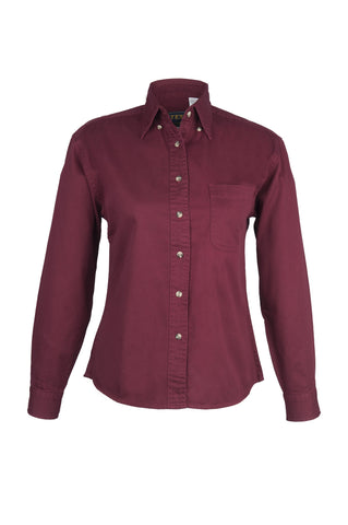 Ladies 100% Cotton Twill Long Sleeve Shirt (Mulberry) (XS-2XL)
