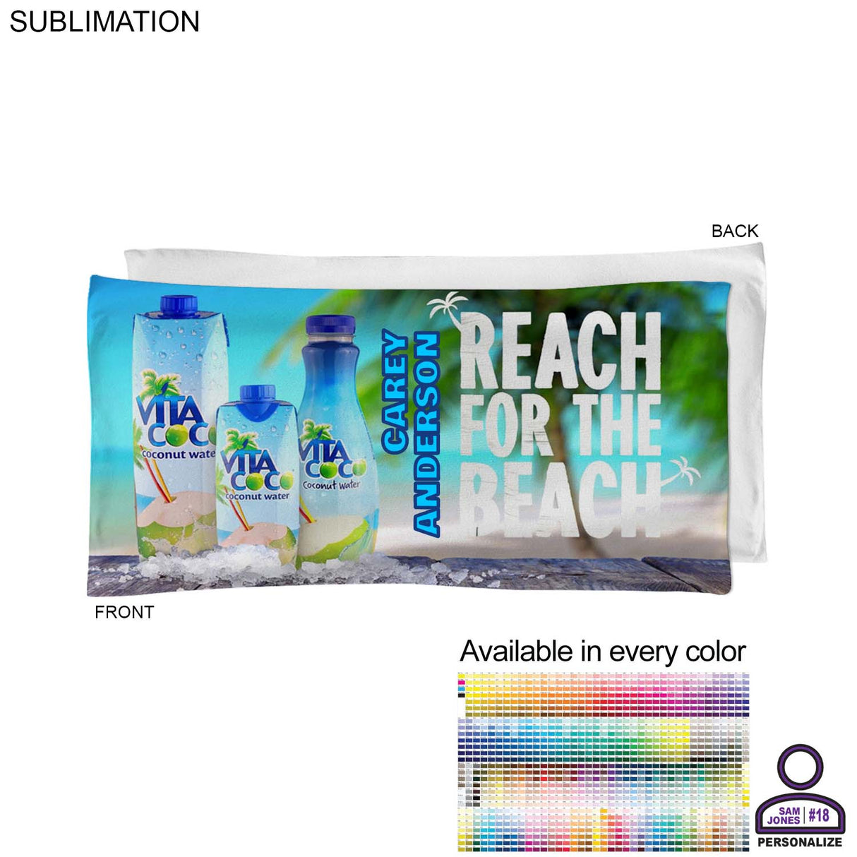 Personalized Absorbent Microfiber Dri-Lite Terry Terry Pool Towel, 20x40, Sublimated Edge to Edge