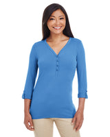 DEVON AND JONES Ladies' Perfect Fit? Y-Placket Convertible Sleeve Knit Top