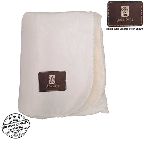 72 Hr Fast Ship - Sherpa Faux Wool Lined Micro Mink Throw, 50x60, with Lasered logo patch