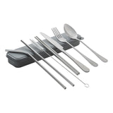Personal Cutlery Set of 8, Stainless Steel with Biodegradable Case