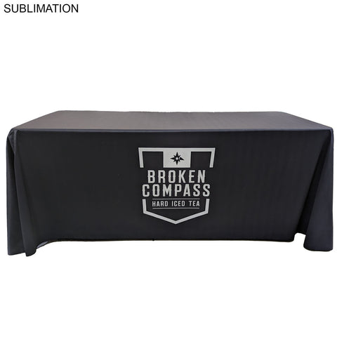 48 Hr Quick Ship - Sublimated PREMIUM Cloth for 6' table, Drape style, Closed Back, Rounded Corners