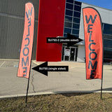 10' Small Feather Flag Kit, Full Color Graphics One Side, Outdoor Spike base and Bag Included