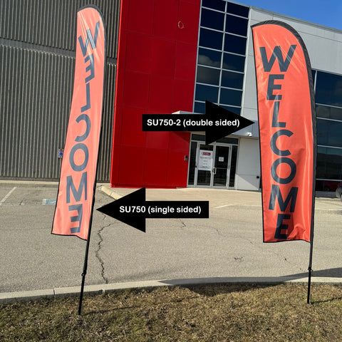 10' Small Feather Flag Kit, Full Color Graphics One Side, Outdoor Spike base and Bag Included