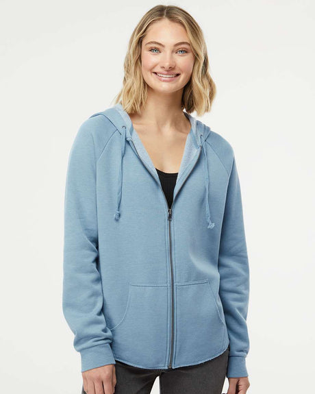 Independent Trading Co Women's California Wave Wash Full-Zip Hooded Sweatshirt