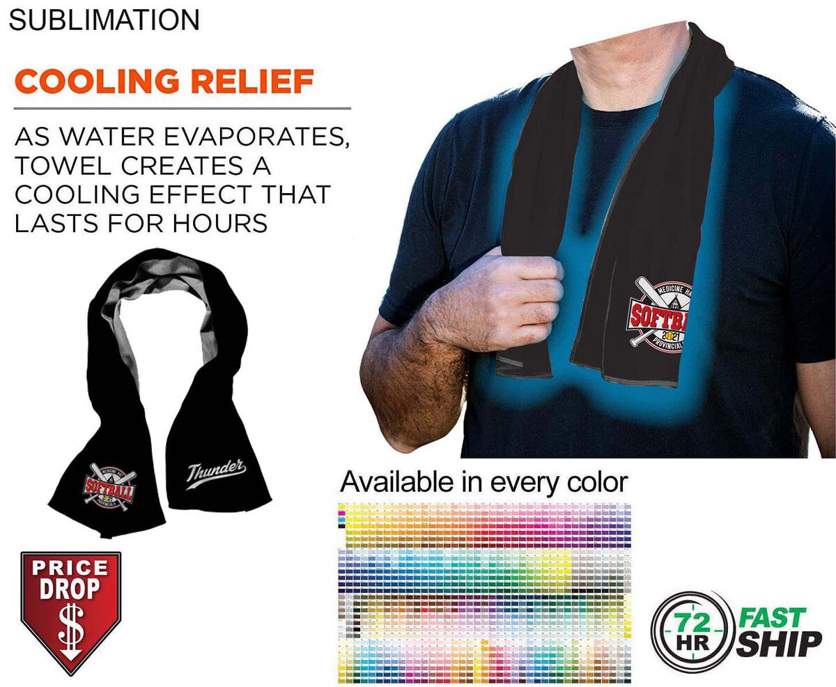 72 Hr Fast Ship - Colored Cooling Towel, 12"x40", Edge to Edge sublimation 1 side