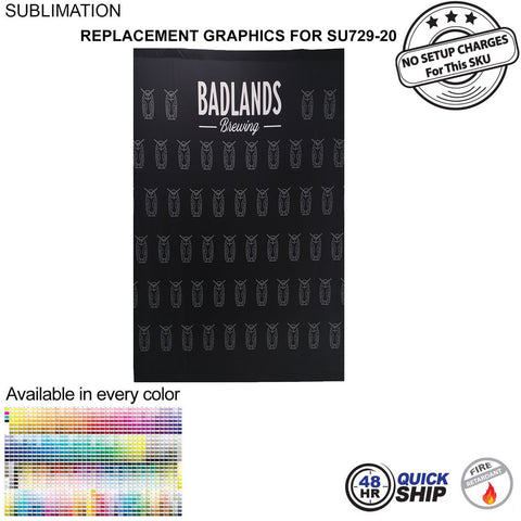 48 Hr Quick Ship - Replacement Full Color Graphics for 5' Display, Media Wall, Backdrop SU729-20
