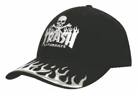 Brushed Heavy Cotton Cap w/Liquid Metal Flame