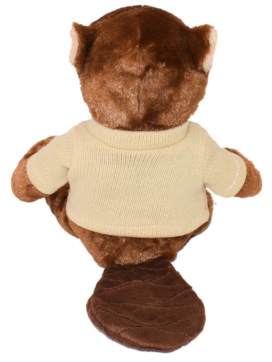 11" Bucky Beaver w/Machine Knit Sweater Embroidered