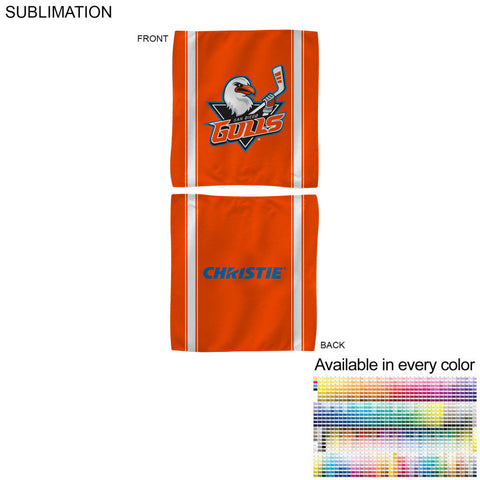 Colored Sublimated Rally, Skate Towels with Jersey stripes, 10x10, Sublimated Edge to Edge 2 sides