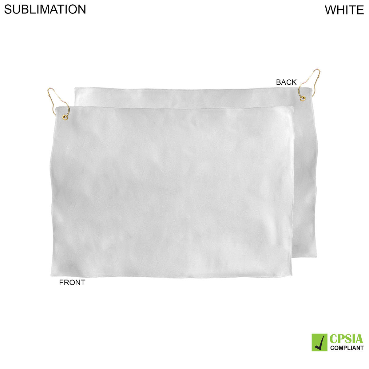 Microfiber Suede Shammy Golf Towel, 12x18, Nofold Grommet and Hook, Sublimated Edge to Edge 2 sides