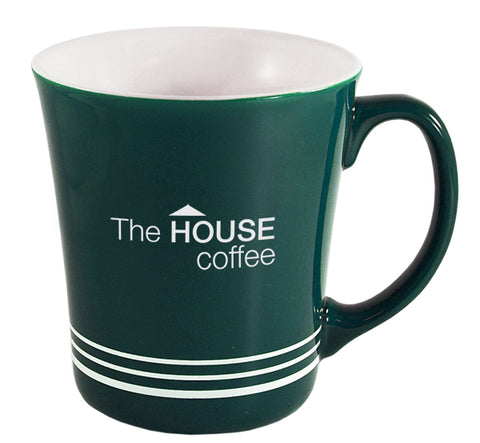 Funnel 16oz mug green exterior/white interior with 3 bands