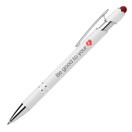 Ellipse Softy White Barrel Pen w/ Stylus - ColorJet
