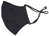 3 Layer Adult Size Fashion Face Mask. Black Cotton with Polypropylene filter. Adj straps/nose clip