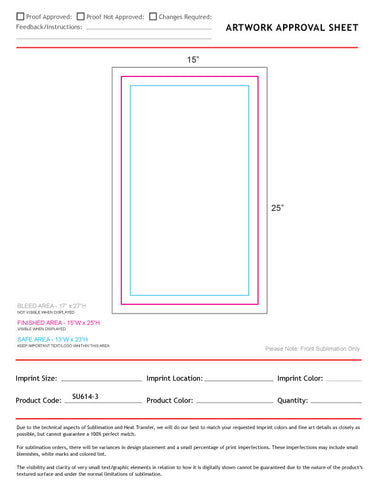 Microfiber Dri-lite Terry Branding Towel, 15x25, Sublimated Edge to Edge 1 side
