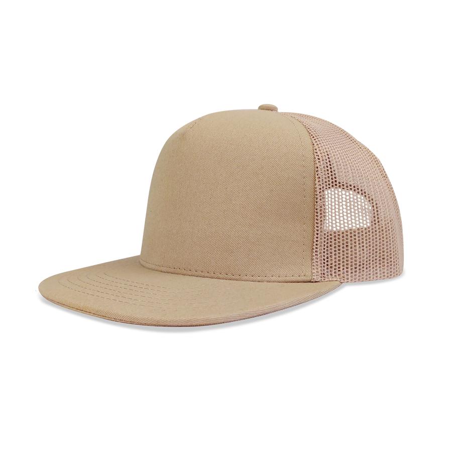 Deluxe 5 Panel Constructed Flat Peak Cotton Twill Mesh Back Cap
