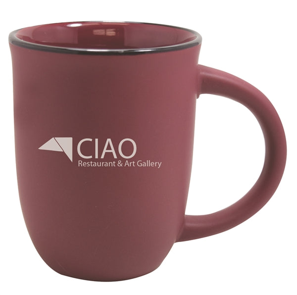 Salem 14oz burgundy matte ceramic mug with black trim
