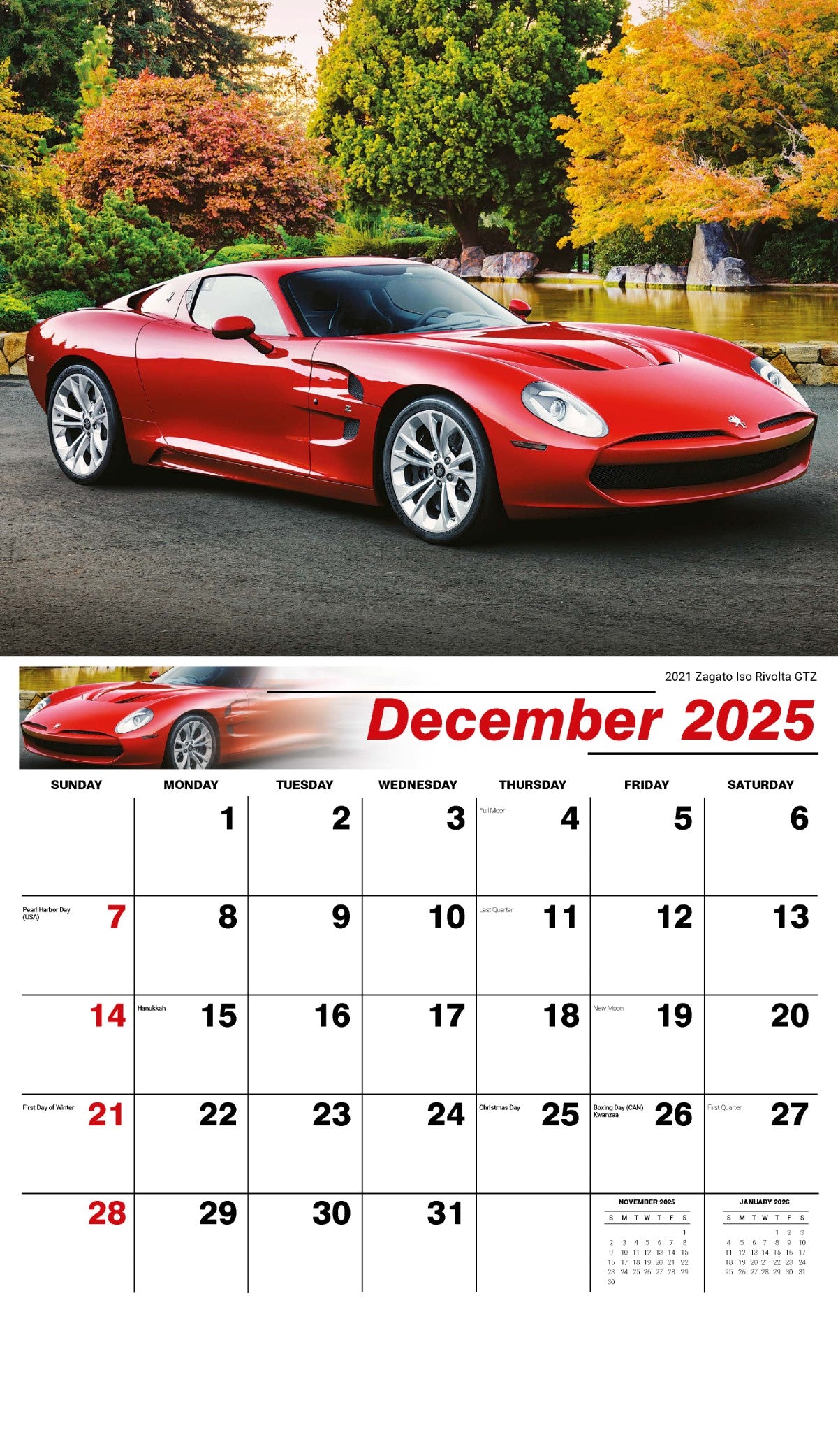 Galleria Wall Calendar 2025 Exotic Cars Eng.