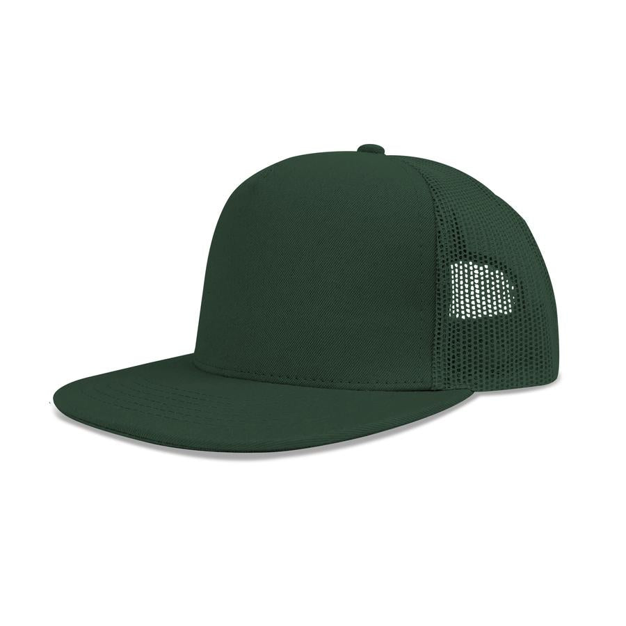 Deluxe 5 Panel Constructed Flat Peak Cotton Twill Mesh Back Cap
