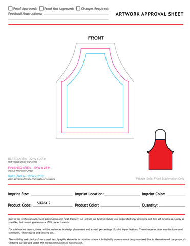 72 Hr Fast Ship - Domestic made Bib Apron, 19x24, No pockets, Fully sublimated Background