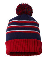 Richardson® Stripe Pom Cuffed Beanie