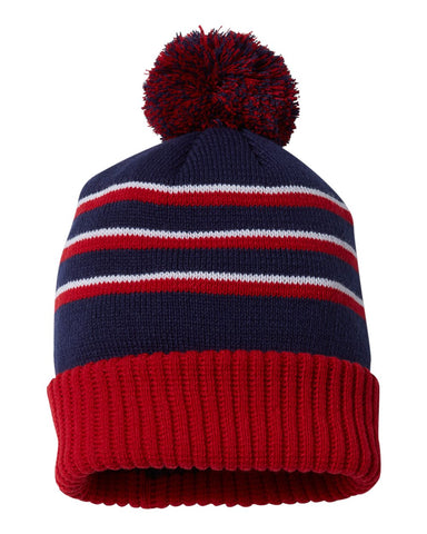 Richardson® Stripe Pom Cuffed Beanie