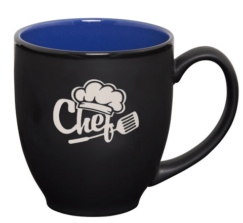 Bistro 16oz 2tone black/blue mug in Ripple gift box - Etched