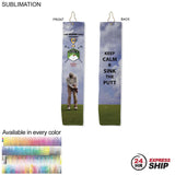 24 Hr Express Ship - Plush Velour Terry Cotton blend Golf Towel, Finish size 6x25, Trifold