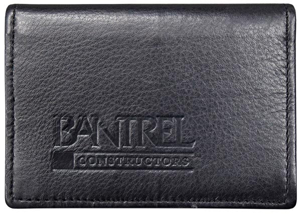 Deluxe Business Card holder black milled top grain cowhide