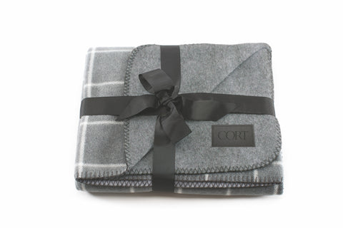 The Euro Throw - Gray Plaid (Laser Patch)