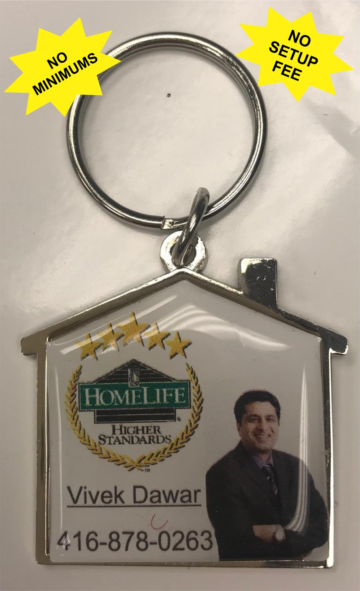 House Shaped Keychain with Full Color Domed Logo