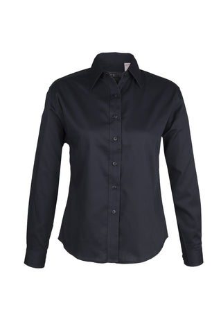 LADIES EASY CARE COTTON BLEND DRESS SHIRTS Long Sleeve(Black) (XS-3XL)