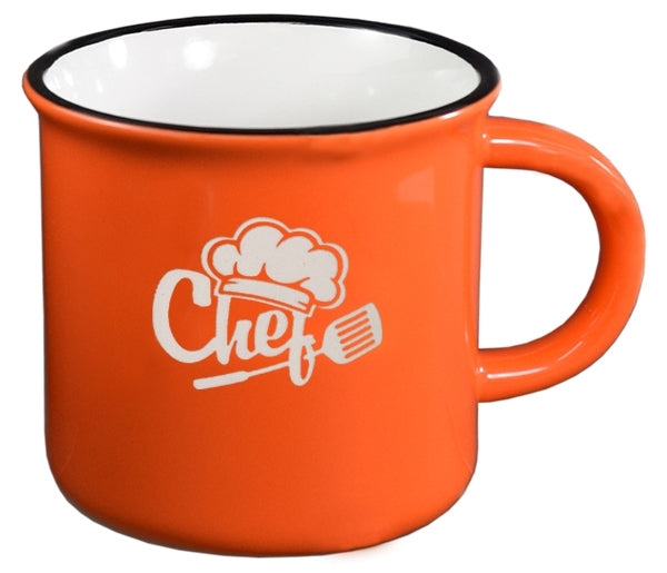 Fireside 16oz orange/white mug with black trim in a Ripple gift box - Etched