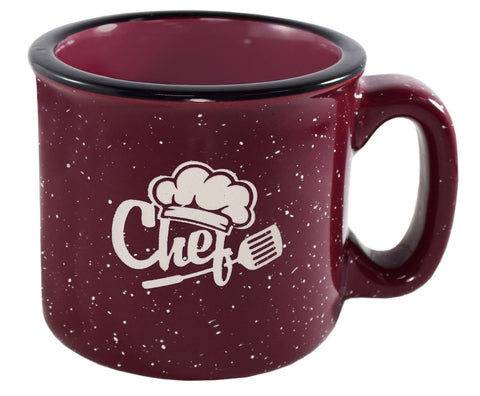 Camper 15oz speckled burgundy mug - Etched