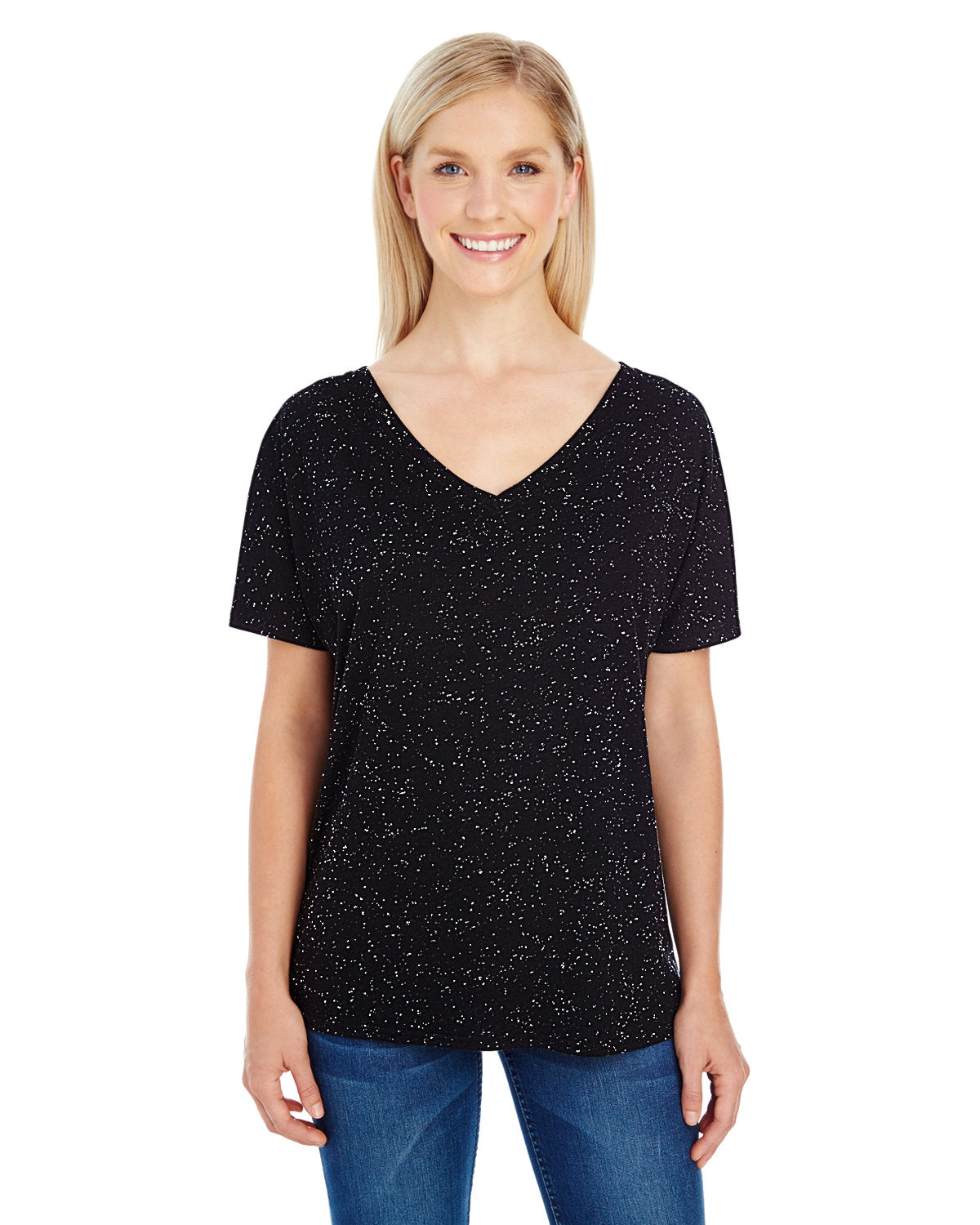 THREADFAST Ladies' Triblend Fleck Short-Sleeve V-Neck T-Shirt