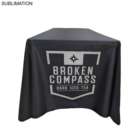 72 Hr Fast Ship - Sublimated PREMIUM Cloth for 6' table, Drape style, Closed Back, Rounded Corners