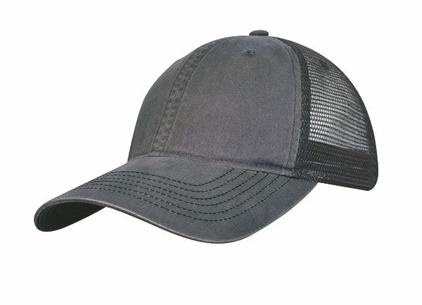 Bio-Washed Cotton Twill Front Cap w/Soft Mesh Sides & Back