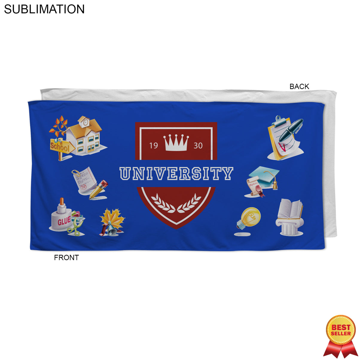 Colored Microfiber DriLite Terry Beach Towel, 30x60, Sublimated in Any PMS color Edge to Edge 1 side